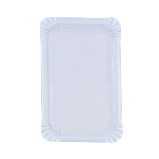 Piatto rettangolare bianco in cartone riciclato - 20 cm x 13 cm - 1500 unità