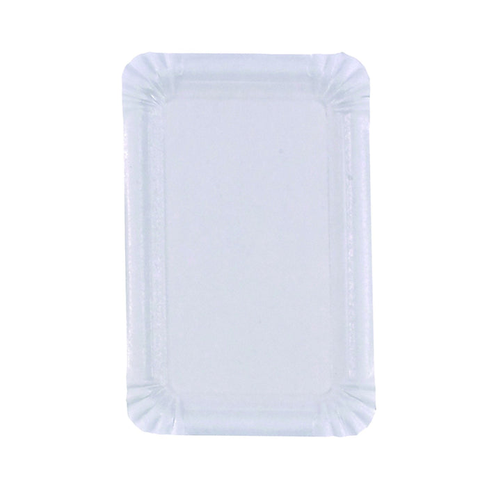 Piatto rettangolare bianco in cartone riciclato - 20 cm x 13 cm - 1500 unità