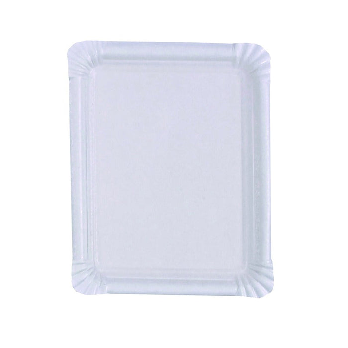 Piatto rettangolare bianco in cartone riciclato - 20 cm x 16 cm - 1000 unità