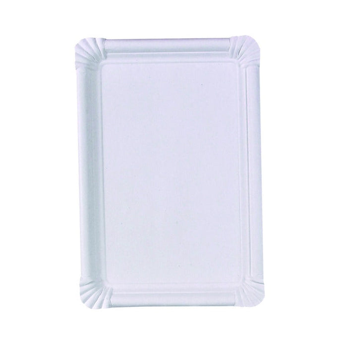 Piatto rettangolare bianco in cartone riciclato - 26 cm x 18 cm - 500 unità