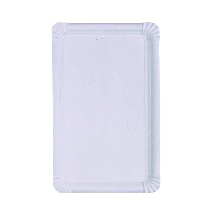 Piatto rettangolare bianco in cartone riciclato - 33 cm x 19 cm - 250 unità