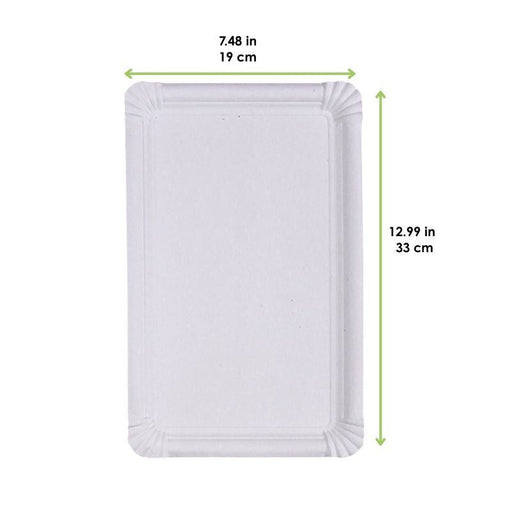 Piatto rettangolare bianco in cartone riciclato - 33 cm x 19 cm - 250 unità - dimensions