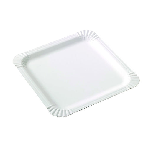 Piatto quadrato bianco in cartone - 21 cm x 21 cm - 500 unità