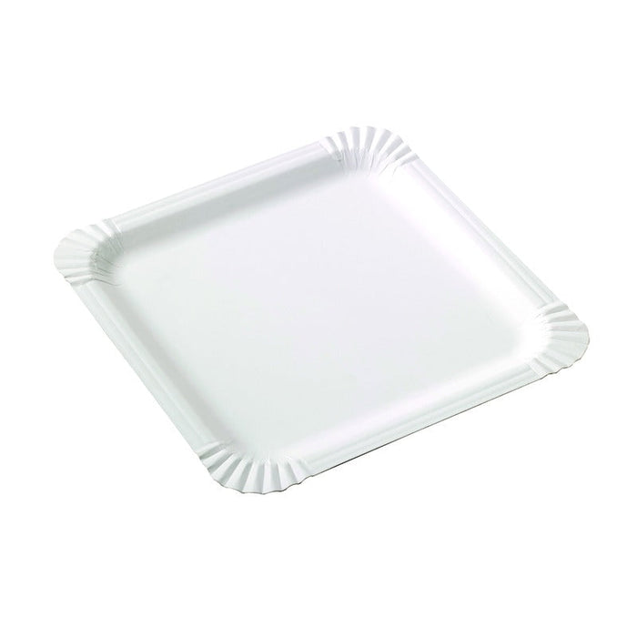 Piatto quadrato bianco in cartone - 21 cm x 21 cm - 500 unità