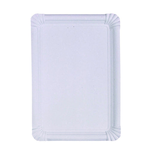 Piatto rettangolare bianco in cartone riciclato - 33,4 cm x 24,5 cm - 250 unità