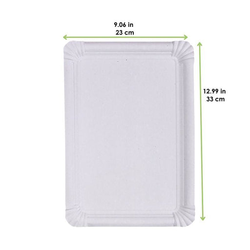 Piatto rettangolare bianco in cartone riciclato - 33,4 cm x 24,5 cm - 250 unità - dimensions