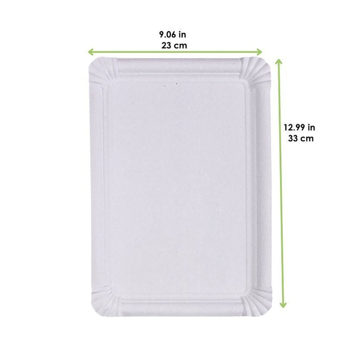 Piatto rettangolare bianco in cartone riciclato - 33,4 cm x 24,5 cm - 250 unità - dimensions