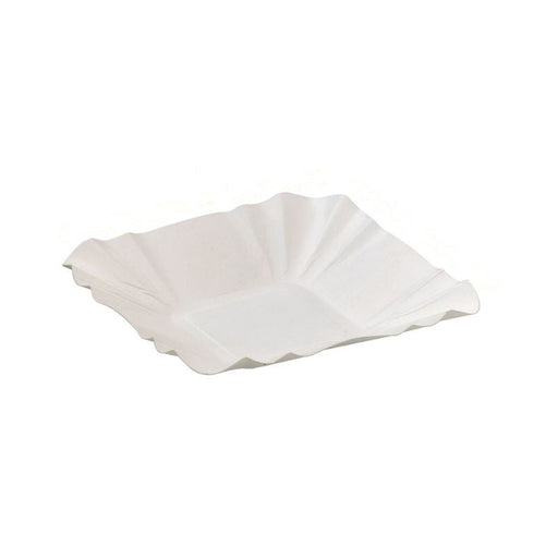 Piatto a barchetta bianco in cartone - 10,8 cm x 10,8 cm x 2 cm - 2000 unità