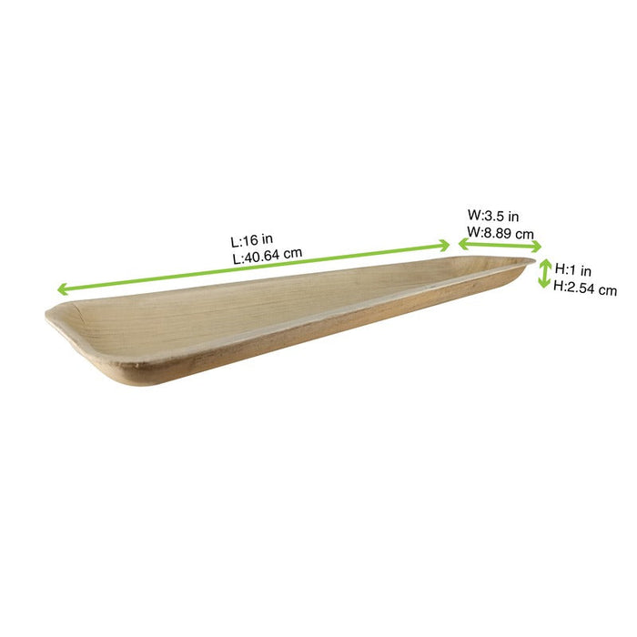 Vassoio rettangolare in foglia di palma - 41 cm x 9 cm x 2,5 cm - 100 unità - dimensions