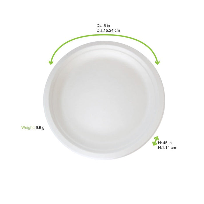 Piatto rotondo bianco in polpa di cellulosa - Ø 16 cm - 1000 unità - dimensions