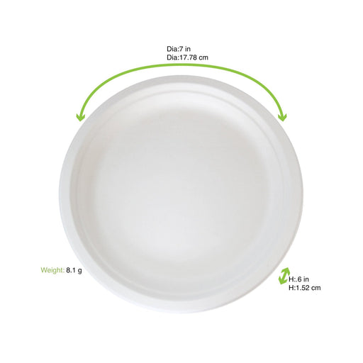 Piatto rotondo bianco in polpa di cellulosa - Ø 18 cm - 1000 unità - dimensions