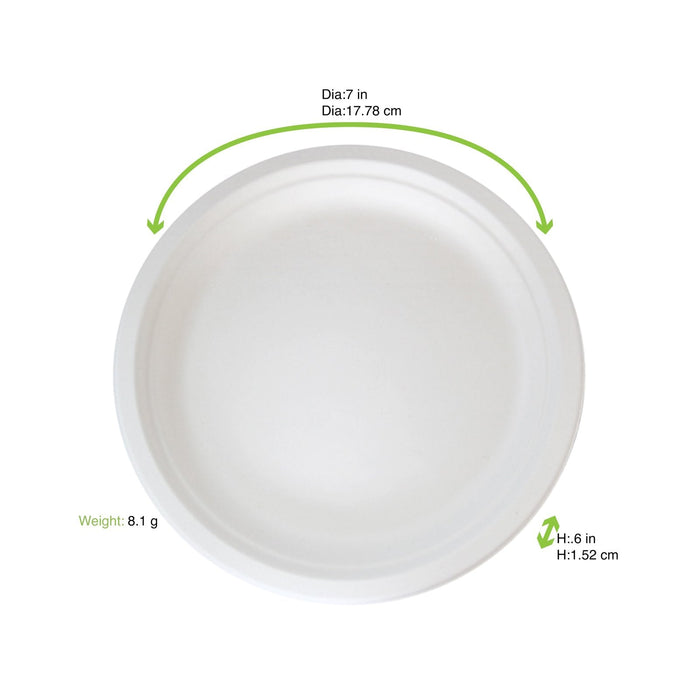 Piatto rotondo bianco in polpa di cellulosa - Ø 18 cm - 1000 unità - dimensions