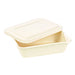 Contenitore per pasti bianco in polpa di cellulosa con coperchio - 850 ml - 19,3 cm x 13,5 cm x 5 cm - 400 unità