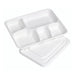Vassoio pasto bianco in polpa di cellulosa a 5 scomparti con coperchio - 28,2 cm x 22 cm x 3,75 cm - 200 unità