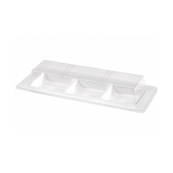 Coperchio in PET trasparente per piatto a 3 scomparti - 26 cm x 11 cm x 3,6 cm - Compatibile con 210APU3TAPA - 250 unità