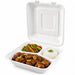 Contenitore a conchiglia bianco in polpa di cellulosa a 3 scomparti - 22 cm x 20 cm x 8 cm - 200 unità