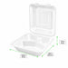 Contenitore a conchiglia bianco in polpa di cellulosa a 3 scomparti - 22 cm x 20 cm x 8 cm - 200 unità - dimensions