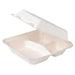 Contenitore a conchiglia bianco in polpa di cellulosa a 3 scomparti - 23,1 cm x 22,4 cm x 8 cm - 200 unità