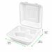 Contenitore a conchiglia bianco in polpa di cellulosa a 3 scomparti - 23,1 cm x 22,4 cm x 8 cm - 200 unità