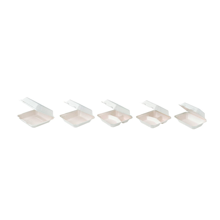 Contenitore a conchiglia bianco in polpa di cellulosa - 1400 ml - 23,4 cm x 23,1 cm x 8 cm - 200 unità