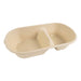 Contenitore rettangolare marrone in polpa di cellulosa a 2 scomparti - 850 ml - 23,5 cm x 13 cm x 5 cm - 300 unità - Rif. 210APURC28BR