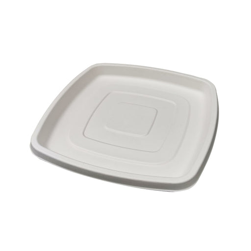 Piatto catering quadrato bianco in polpa di cellulosa - 30,4 cm x 30,4 cm x 2,5 cm - 24 unità