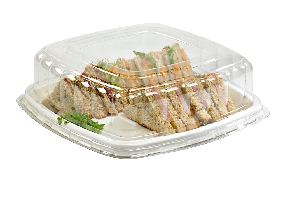 Piatto catering quadrato bianco in polpa di cellulosa - 30,4 cm x 30,4 cm x 2,5 cm - 24 unità
