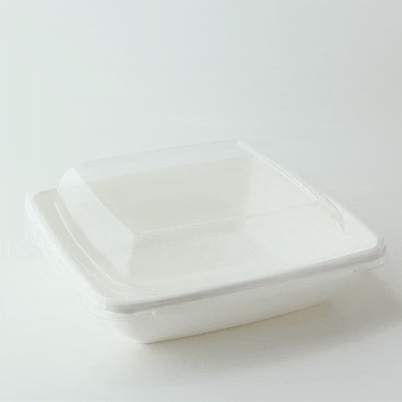 Insalatiera quadrata bianca in polpa di cellulosa senza coperchio - 750 ml - 19,5 cm x 19,5 cm x 4,5 cm - 300 unità
