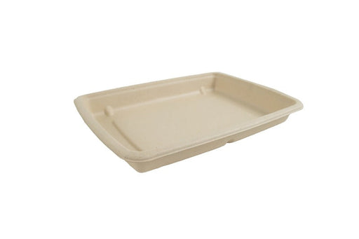 Vassoio rettangolare marrone in polpa di cellulosa - 22,6 cm x 16,2 cm x 2,7 cm - 300 unità