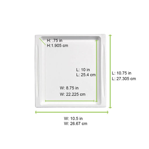 Vassoio rettangolare bianco in polpa di cellulosa "Atlas" formato 2/3 - 27,3 cm x 26,5 cm x 2 cm - 200 unità - dimensions
