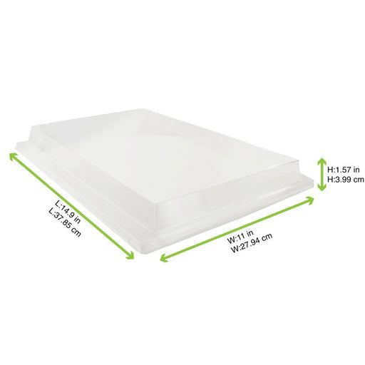 Coperchio piatto in PET trasparente - 38 cm x 28 cm x 4 cm - 50 unità - dimensions
