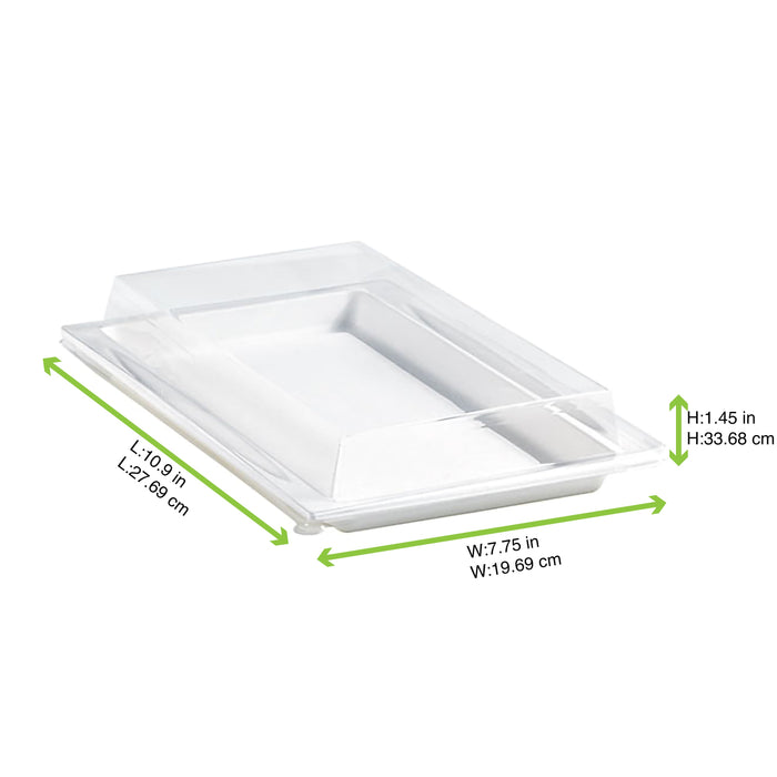 Coperchio in PET trasparente per vassoio "Atlas" - 27,2 cm x 19,3 cm x 3,3 cm - 100 unità - Rif. 210APUTRPL13