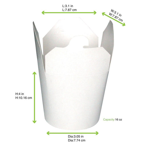 Contenitore in cartone bianco a base rotonda con chiusura a fessura - 550 ml - Ø 8 cm - H 9,3 cm - 500 unità - dimensions
