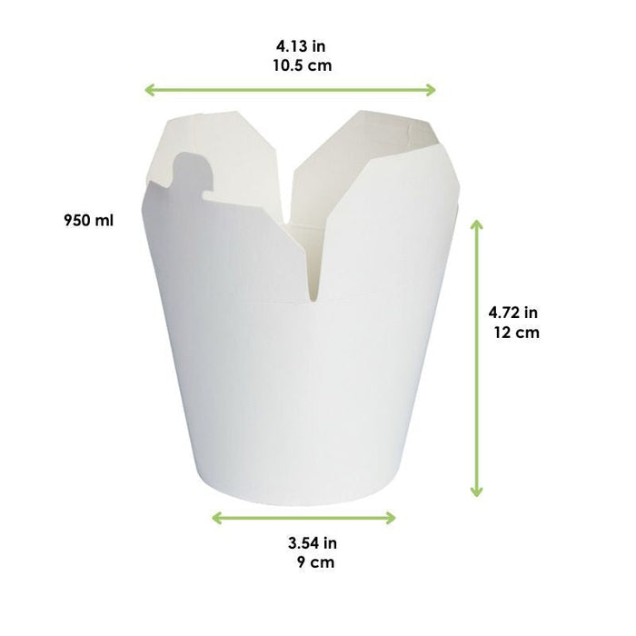 Contenitore in cartone bianco a base rotonda con chiusura a fessura - 1000 ml - Ø 10,6 cm - H 12 cm - 500 unità - dimensions