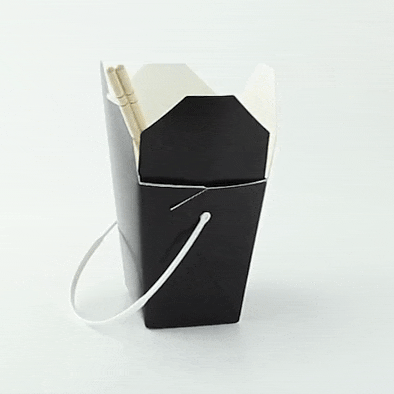 Scatola quadrata in cartone nero con manico rotondo - 415 ml - 9,2 cm x 7,4 cm x 9 cm - 450 unità
