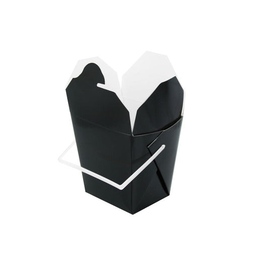 Scatola quadrata in cartone nero con manico rotondo - 415 ml - 9,2 cm x 7,4 cm x 9 cm - 450 unità