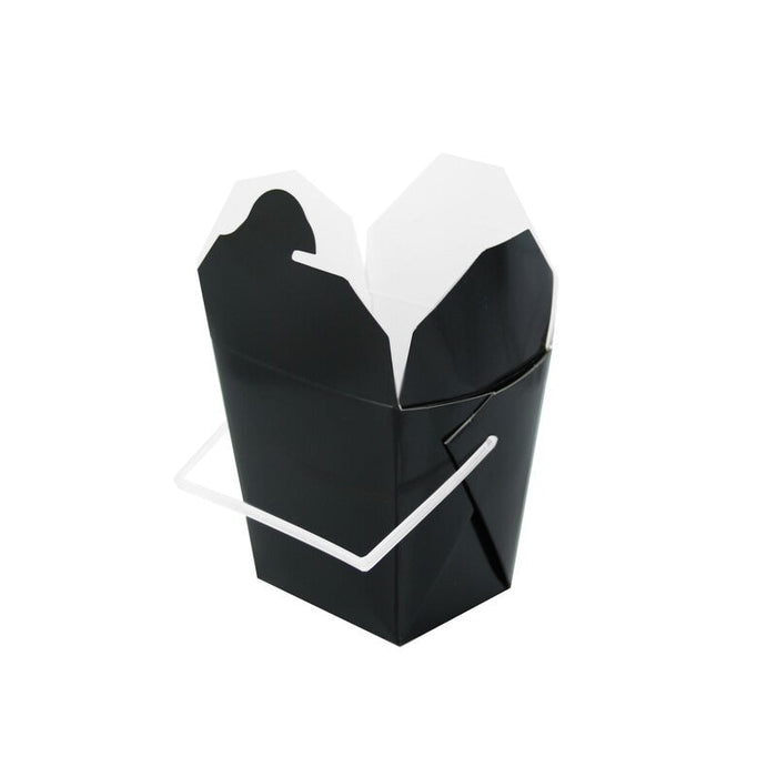Scatola quadrata in cartone nero con manico rotondo - 415 ml - 9,2 cm x 7,4 cm x 9 cm - 450 unità