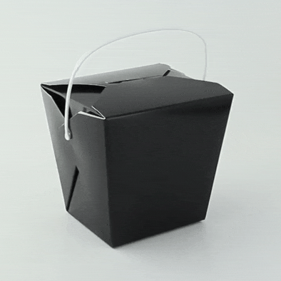 Scatola quadrata in cartone nero con manico rotondo - 950 ml - 10 cm x 10 cm x 11 cm - 450 unità