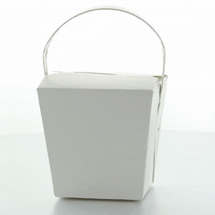 Scatola quadrata in cartone bianco con manico - 230 ml - 6,5 cm x 7,1 cm x 7 cm - 500 unità