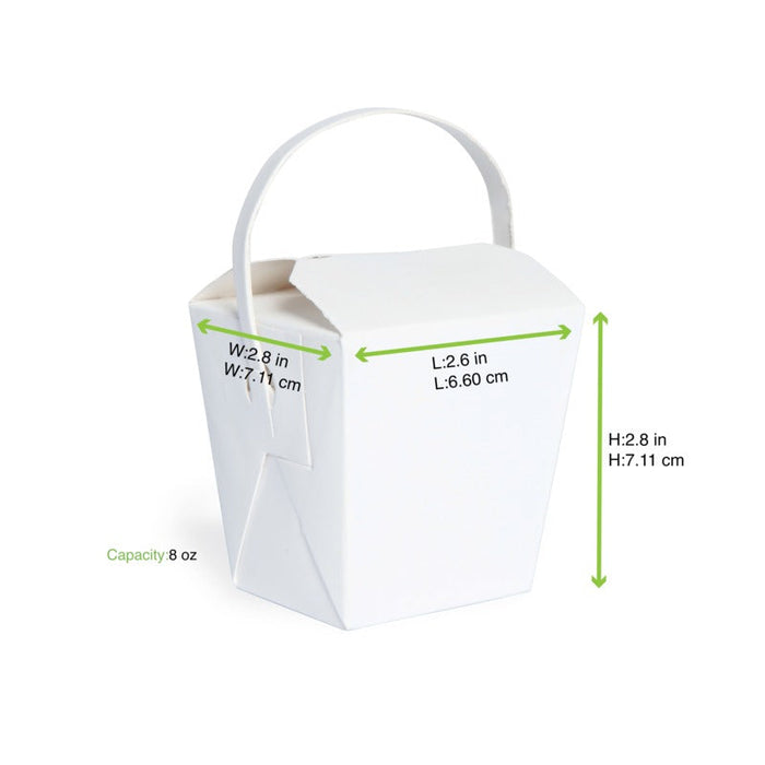 Scatola quadrata in cartone bianco con manico - 230 ml - 6,5 cm x 7,1 cm x 7 cm - 500 unità - dimensions