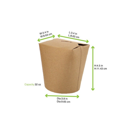 Contenitore in cartone kraft a base rotonda con chiusura a fessura - 1000 ml - Ø 11,1 cm - H 12 cm - 500 unità - dimensions
