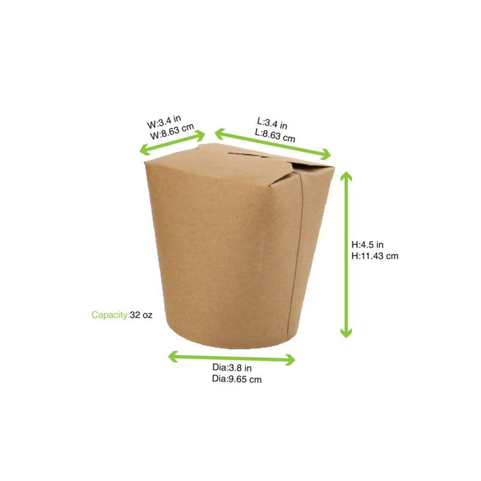 Contenitore in cartone kraft a base rotonda con chiusura a fessura - 1000 ml - Ø 11,1 cm - H 12 cm - 500 unità - dimensions