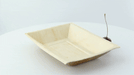 Piatto rettangolare in foglia di palma ad angoli retti - 17,7 cm x 12,7 cm x 3 cm - 100 unità