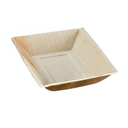 Piatto rettangolare in foglia di palma ad angoli retti - 17,7 cm x 12,7 cm x 3 cm - 100 unità