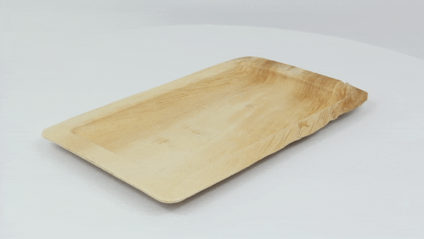 Piatto rettangolare in foglia di palma - 28 cm x 18 cm x 1,5 cm - 100 unità