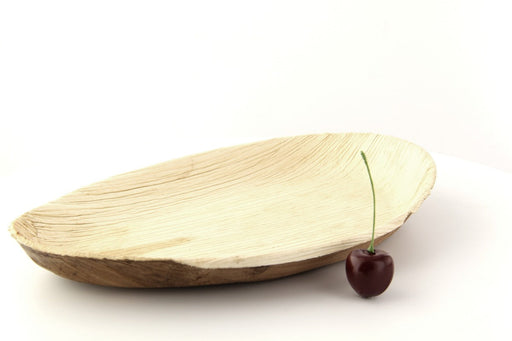 Piatto a forma di uovo in foglia di palma - 400 ml - 27 cm x 17 cm x 2,5 cm - 100 unità