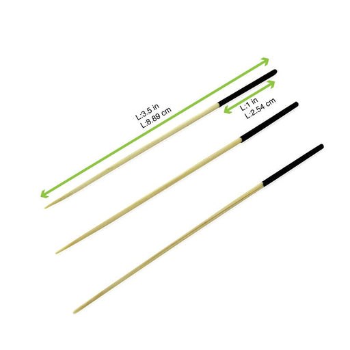 Stecchino in bambù con punta nera - 9 cm - 2000 unità - dimensions