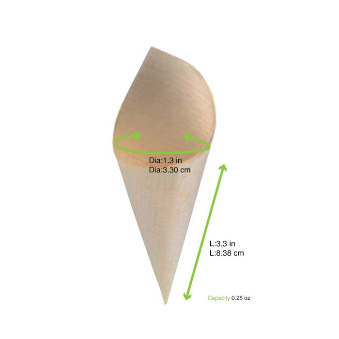 Cono in legno - Ø 3,3 cm - H 8,5 cm - 1000 unità - dimensions