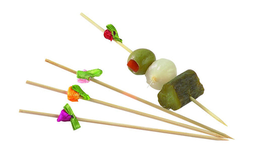Stecchino in bambù con decoro fiore colori assortiti - 12 cm - 2000 unità