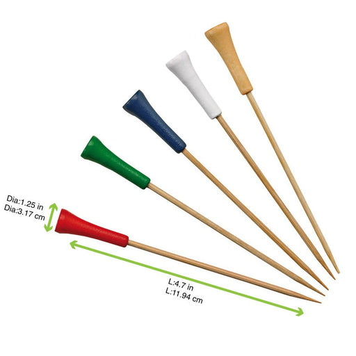 Stecchino in bambù con decoro golf colori assortiti - 12 cm - 1000 unità - dimensions